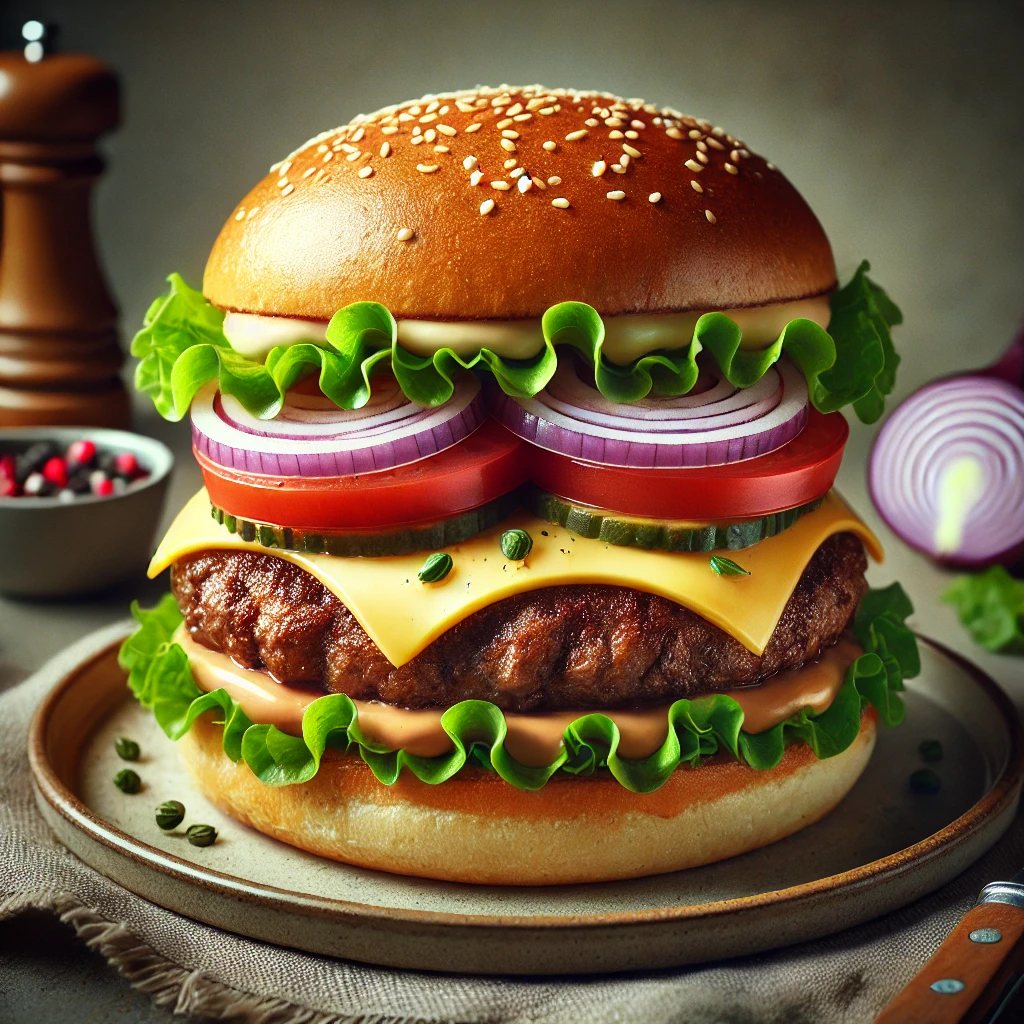 Ízletes házi hamburger friss hozzávalókból