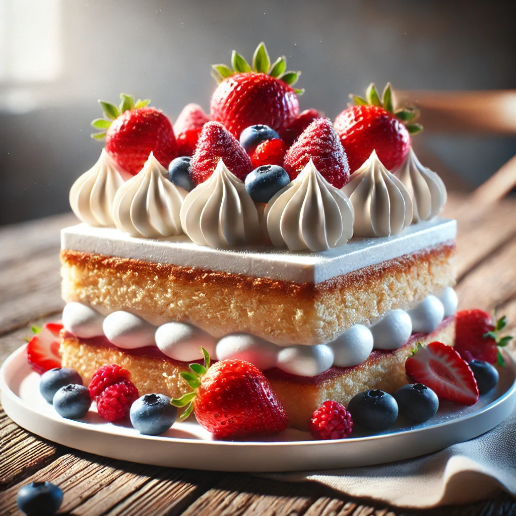 Egészséges kókuszlisztes torta friss gyümölcsökkel