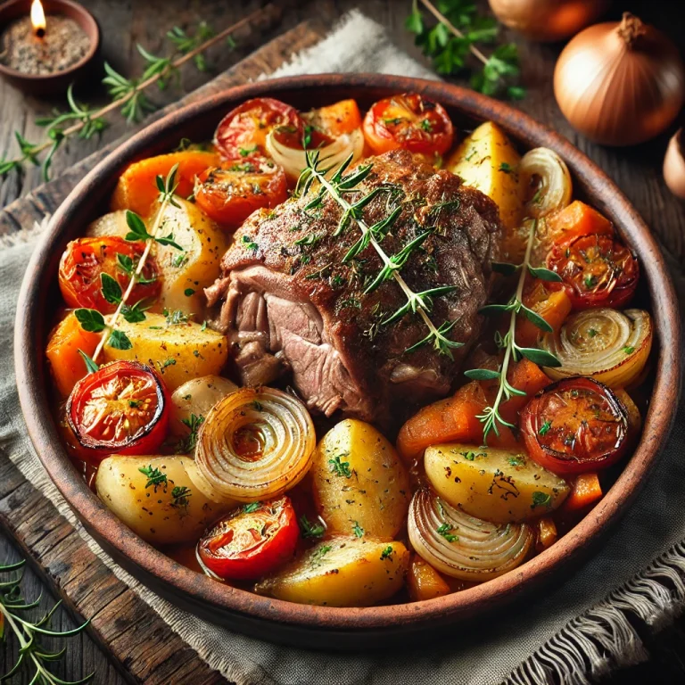 Lamb Kleftiko, görög lassan sült bárányhús zöldségekkel