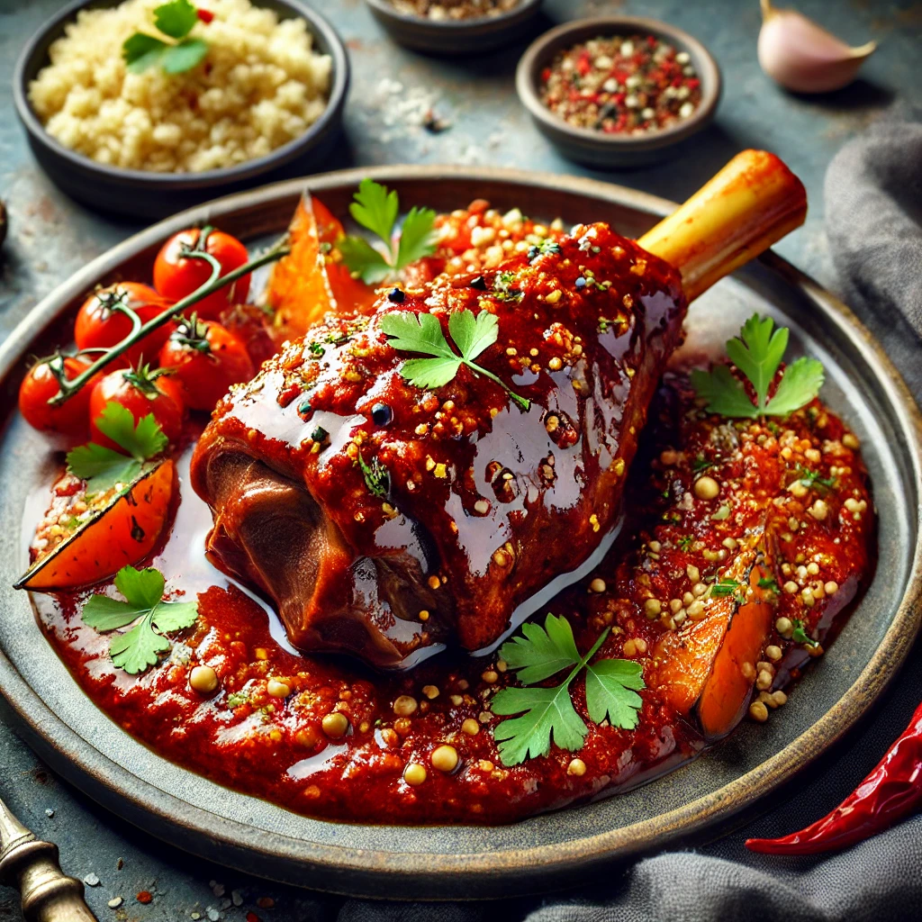 Omlós lamb shank fűszeres harissa mártással