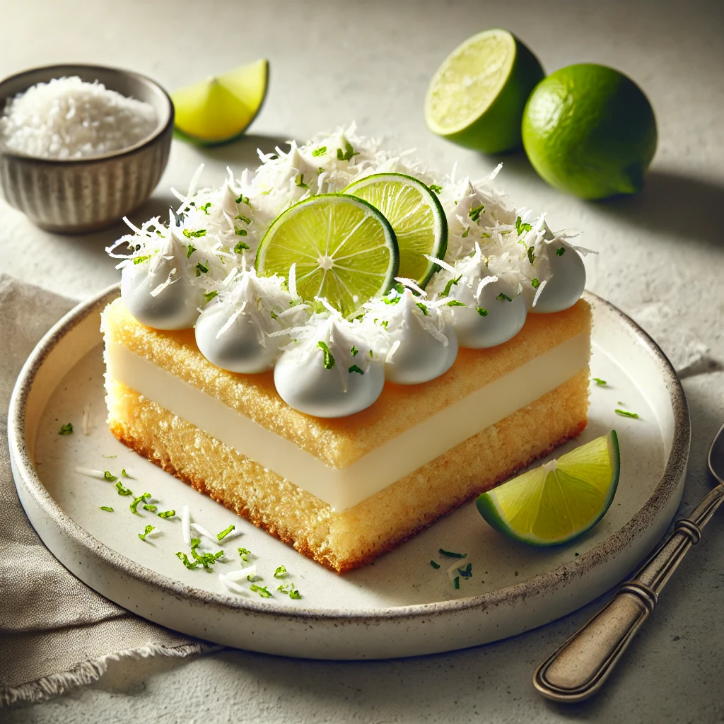 Friss lime és kókusz kombinációja könnyű tortában