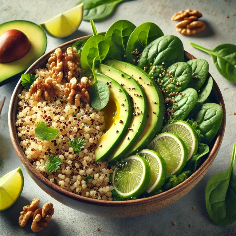 Lime-os quinoa Buddha-tál spenóttal
