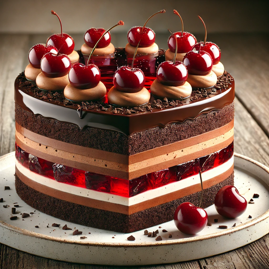 Gazdag csokoládés és meggyes torta modern csavarral