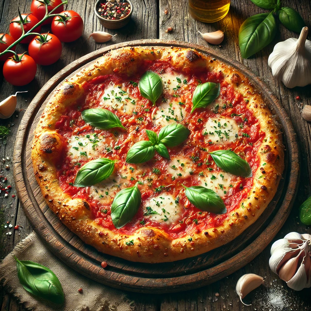 Olasz Margherita pizza fokhagyma ízesítéssel