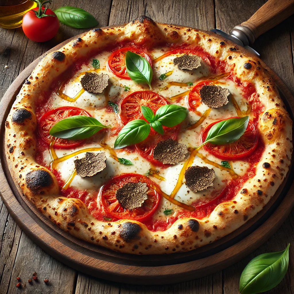Elegáns Margherita pizza szarvasgombás olajjal