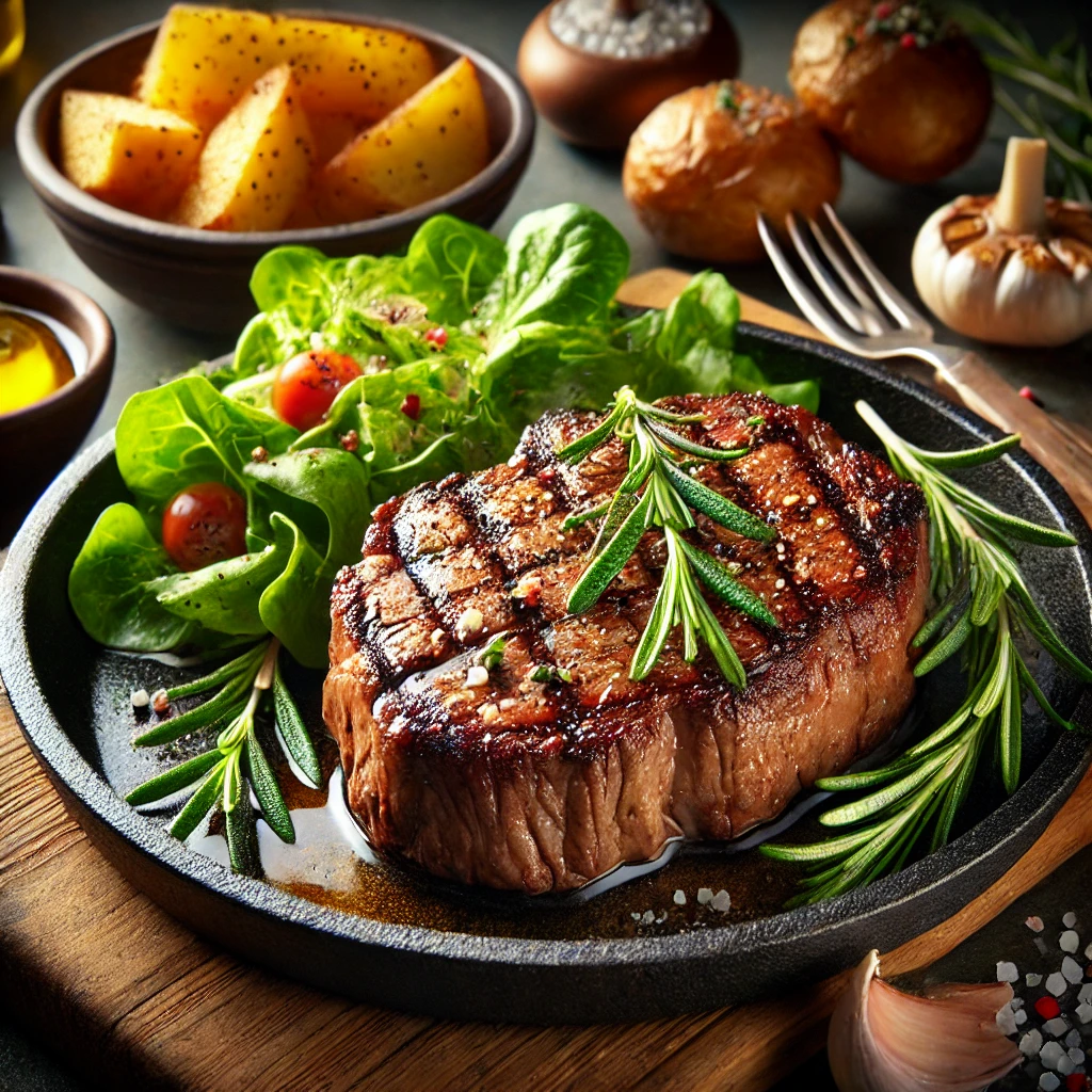 Egyszerű és elegáns steak roston sütve
