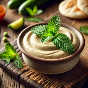 Krémes tahini szósz friss mentával