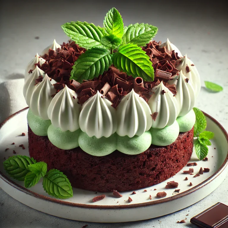 Mentás csokoládétorta tálalva