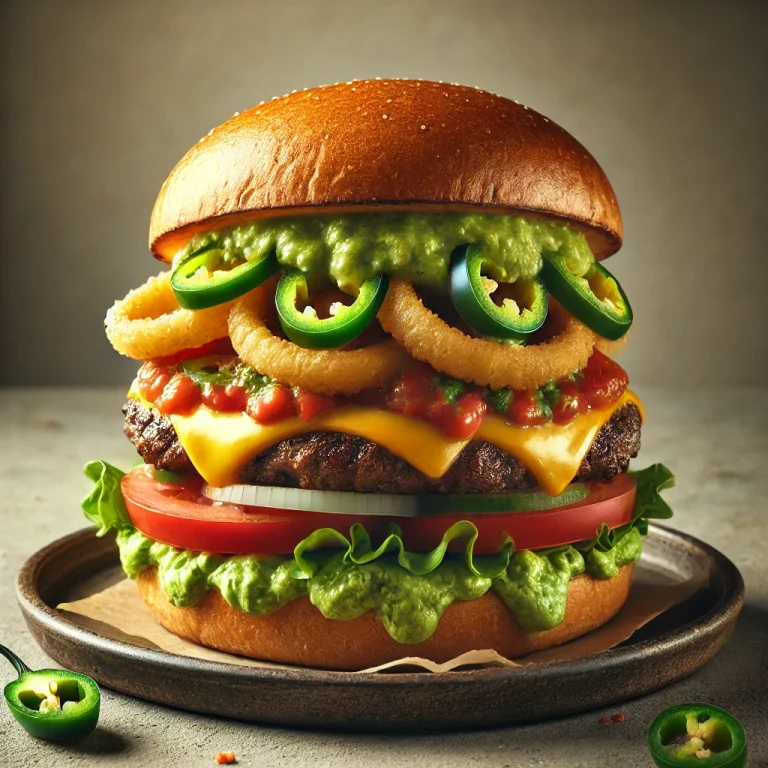 Mexikói stílusú burger tálalva