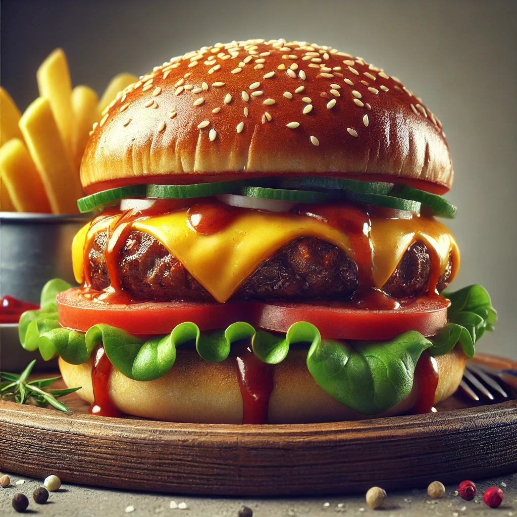 PikÃ¡ns mÃ©zes BBQ burger hÃ¡zilag