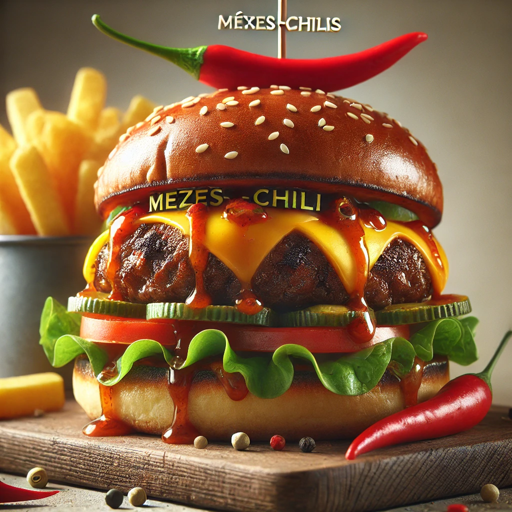 Ãdes Ã©s pikÃ¡ns mÃ©zes-chilis burger hÃ¡zilag