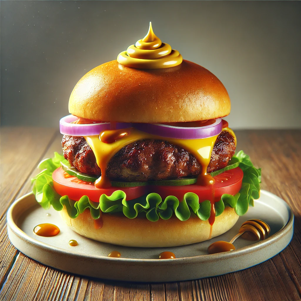Dijoni mustÃ¡rral Ã©s mÃ©zzel kÃ©szÃ¼lt pikÃ¡ns burger