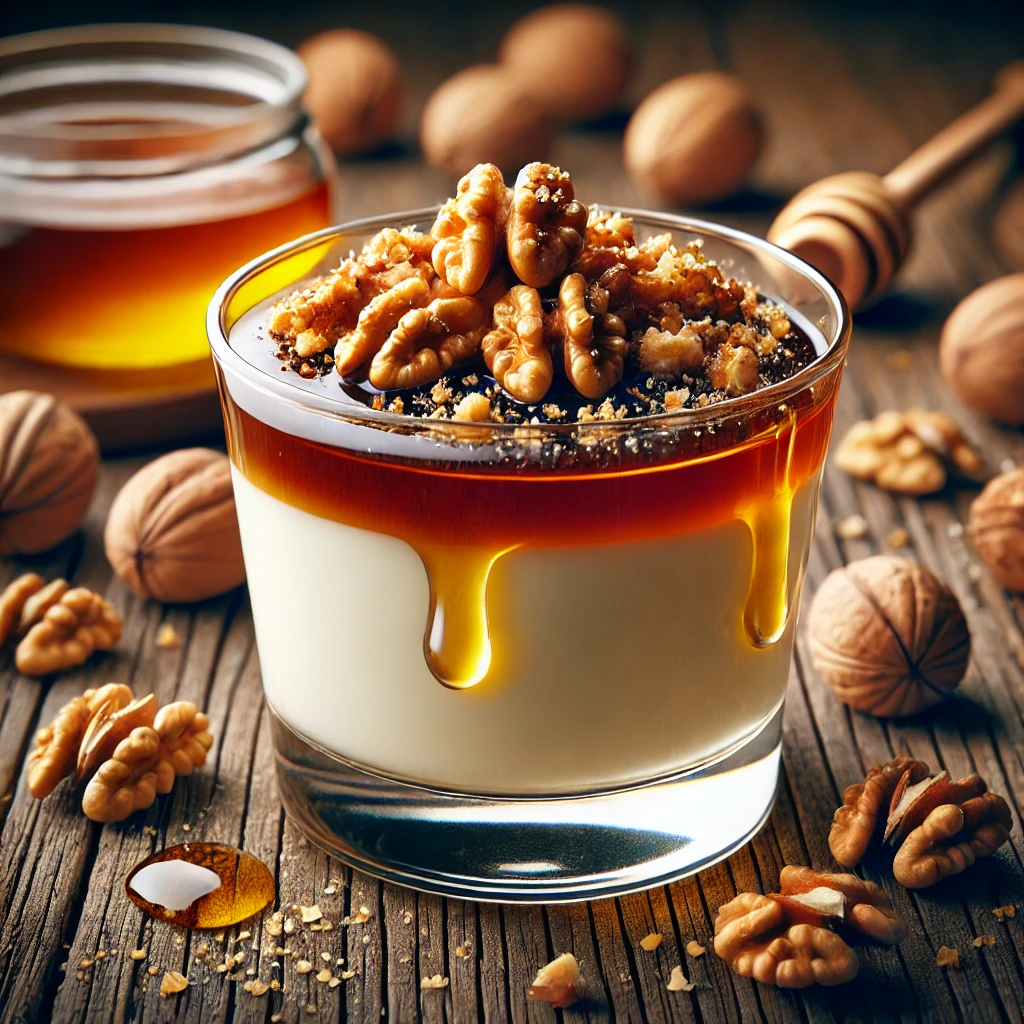 Egyszerű és ízletes mézes-diós panna cotta házilag
