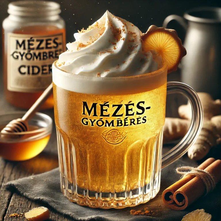 Mézes-gyömbéres cider pohárban tálalva