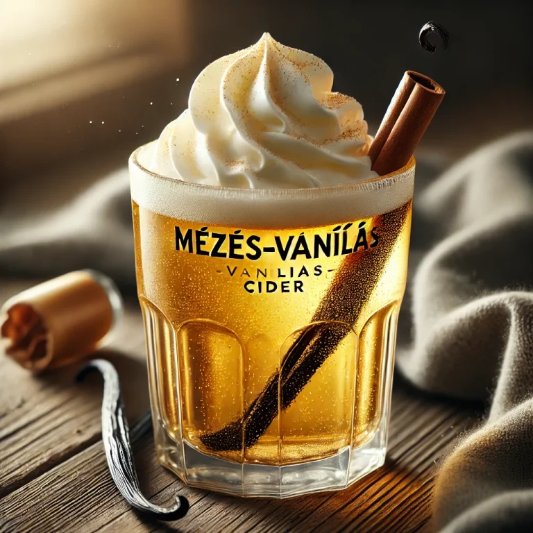 Mézes-vaníliás cider pohárban tálalva