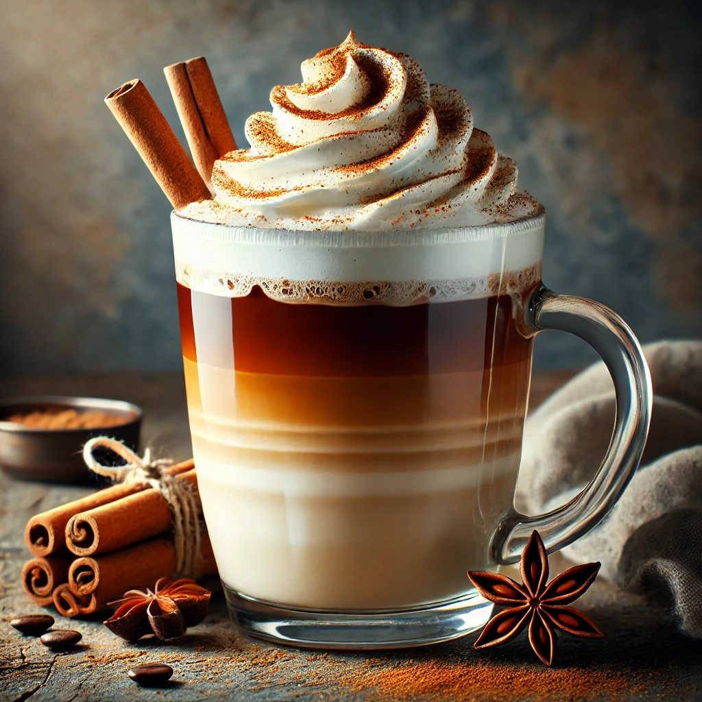 Ünnepi és fűszeres mézeskalács latte ital