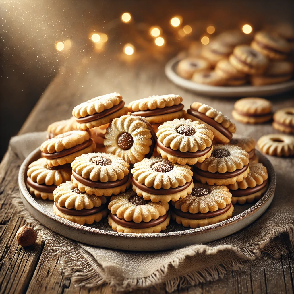 Omlós és ízletes linzer mogyorókrémmel töltve