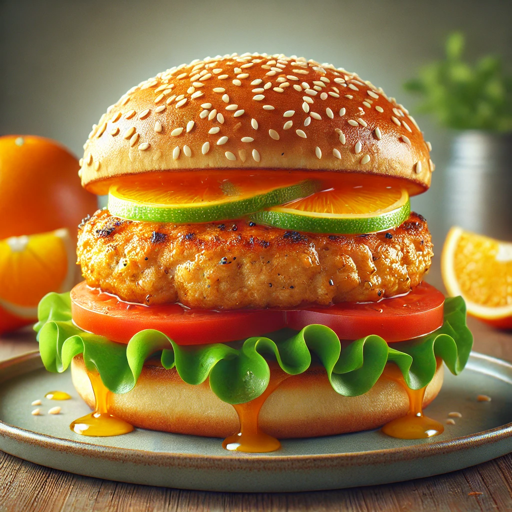 KÃ¼lÃ¶nleges burger narancsos csirkehÃºssal Ã©s szezÃ¡mmaggal