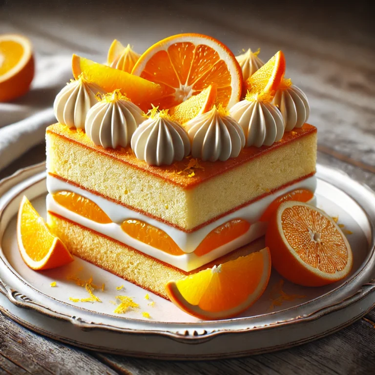 Narancsos piskótás torta friss narancsszeletekkel
