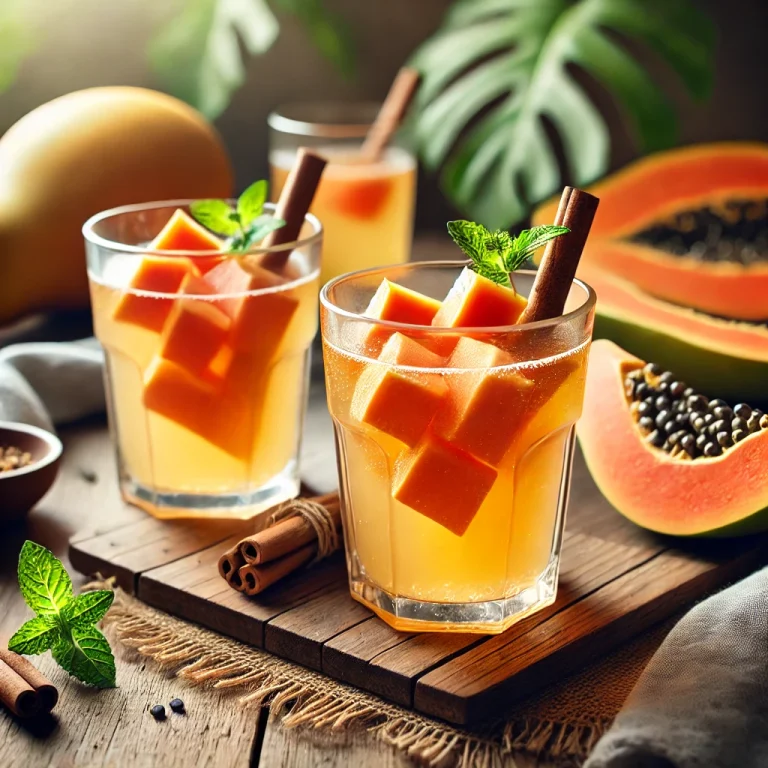 Papayás cider tálalva pohárban
