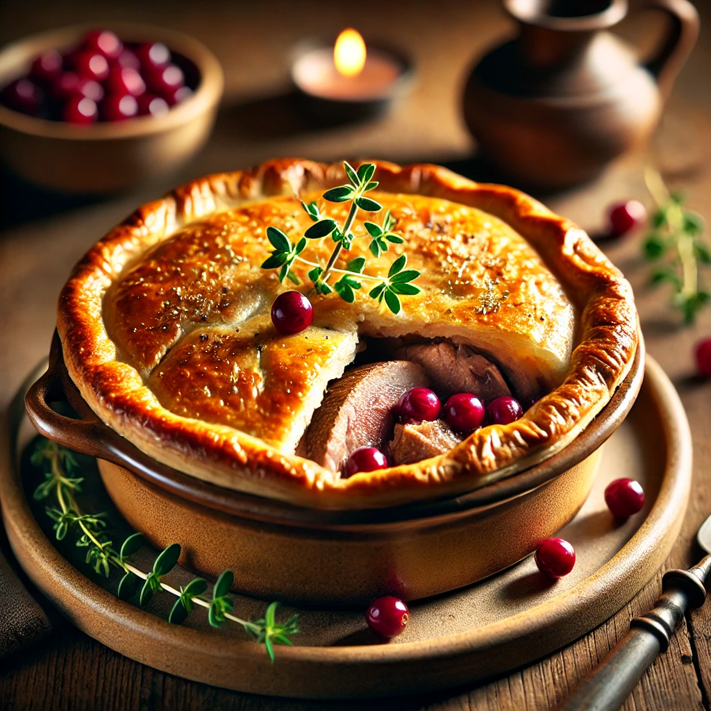 Gazdag és ínycsiklandó fogoly pite áfonyával
