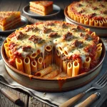 Pastitsio rakott tészta tálalva