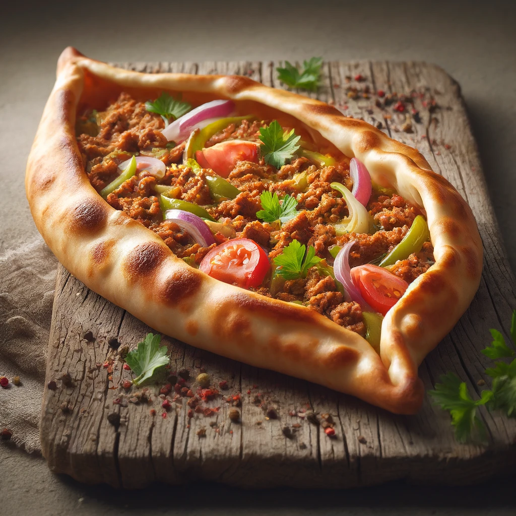 Török hajtott pizza darált hússal és zöldségekkel