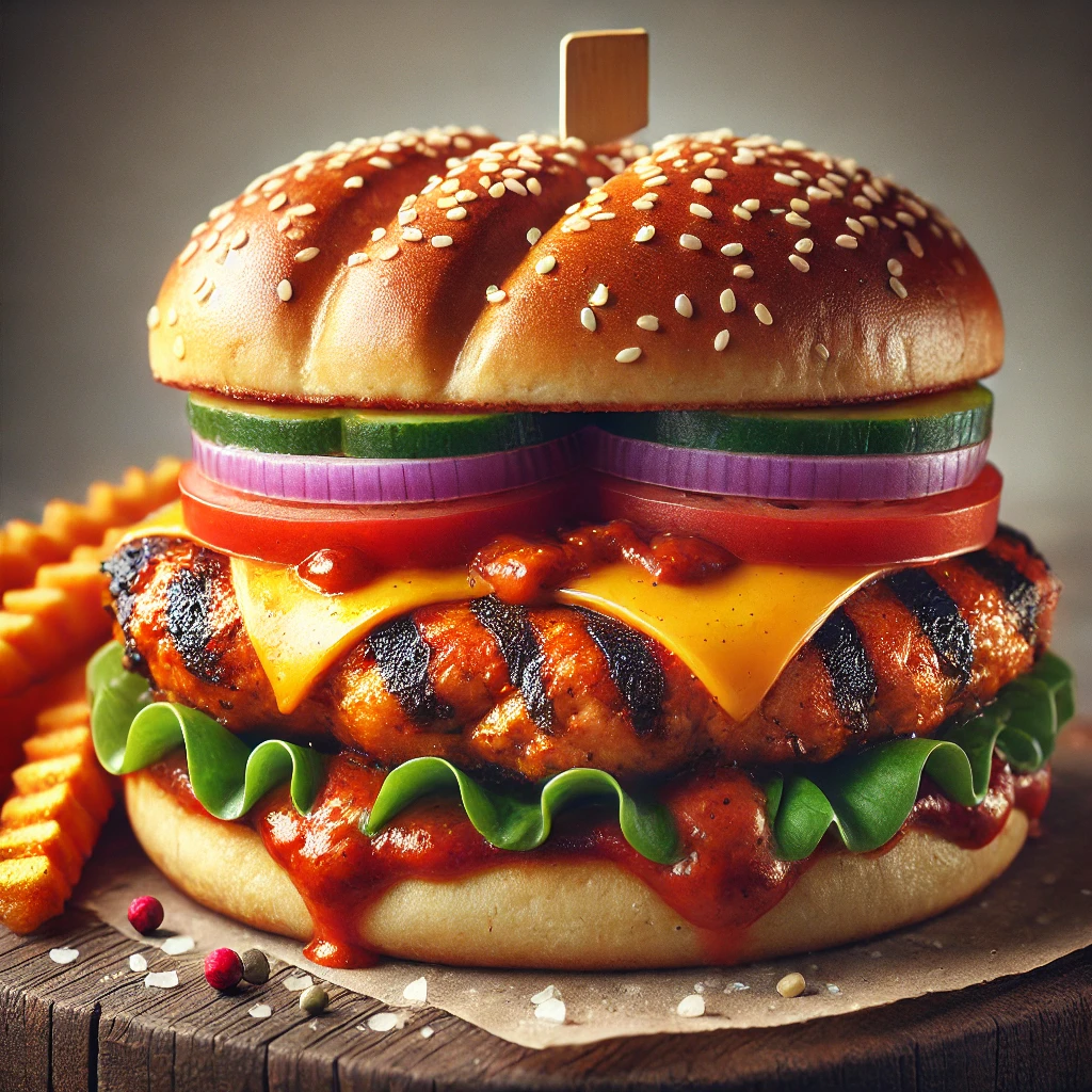 Pikáns és fűszeres piri-piri sült csirkés burger