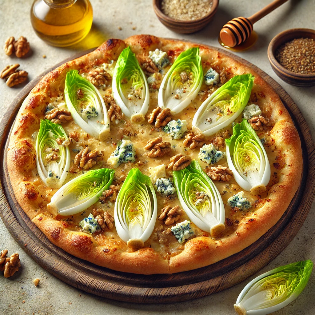 Különleges belga pizza endíviával és dióval