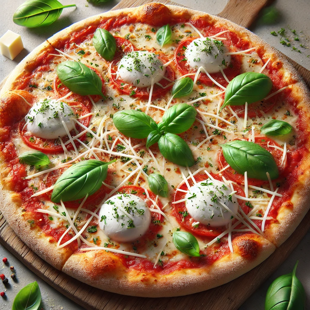 Cilento régióból származó sajtos pizza mozzarellával és provolonéval