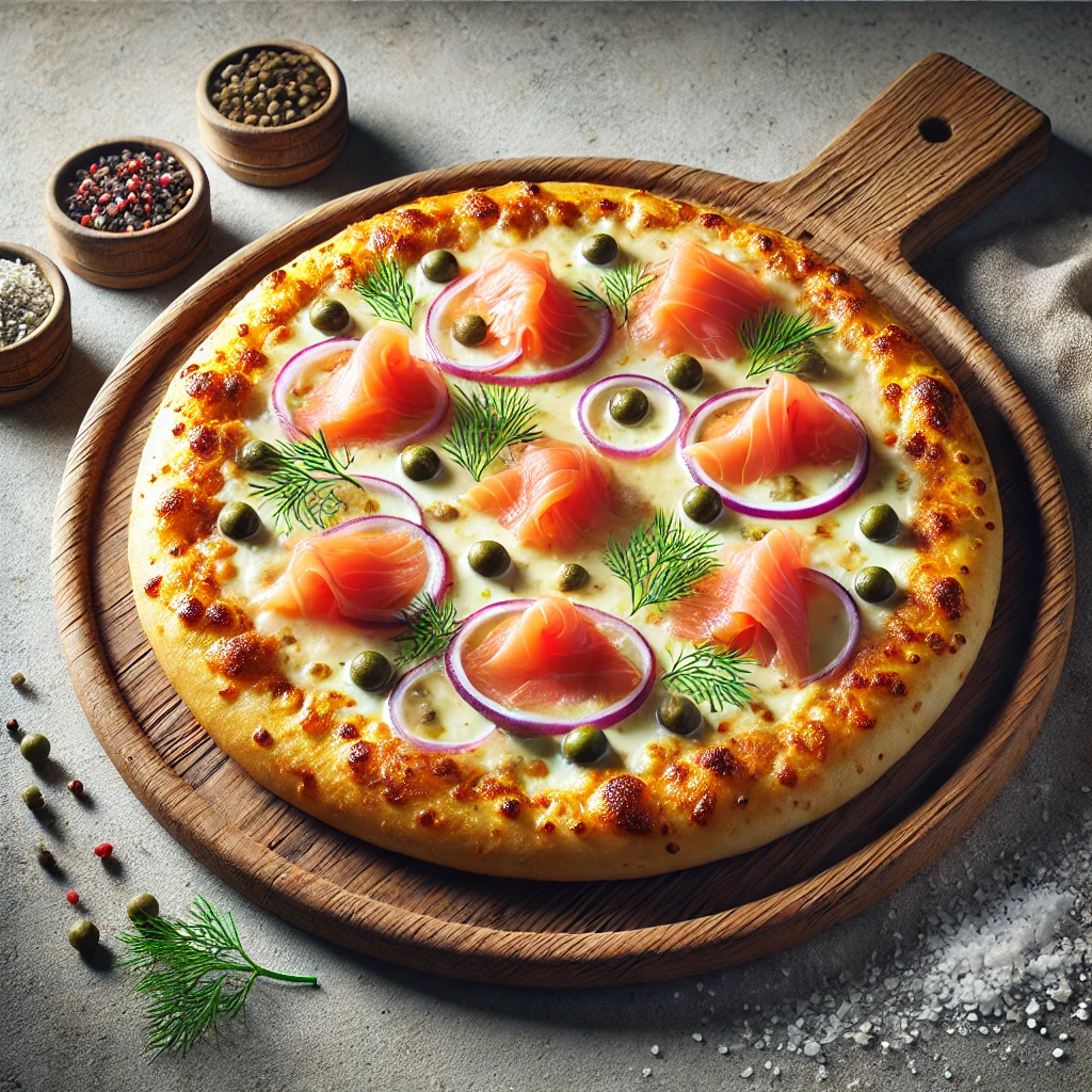 Egyedi dán pizza recept füstölt lazaccal és dán sajttal