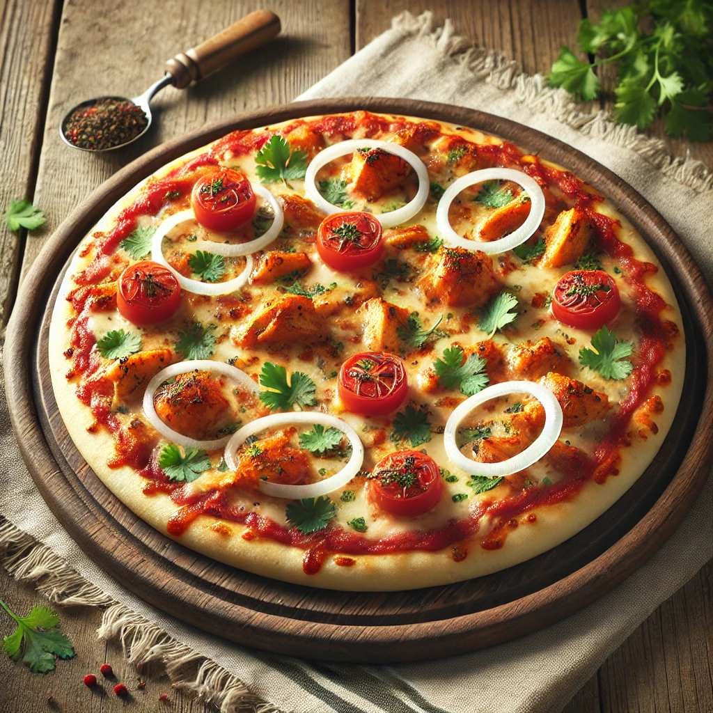 Pizza Ghanaian Style, grillezett csirkével és hagymával