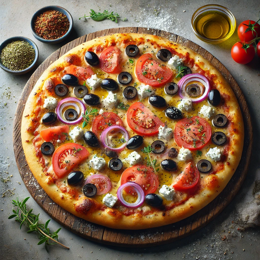 Görög stílusú pizza mediterrán ízekkel