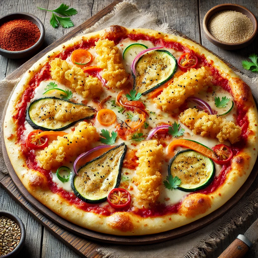 Tempura zöldséges pizza japán stílusban