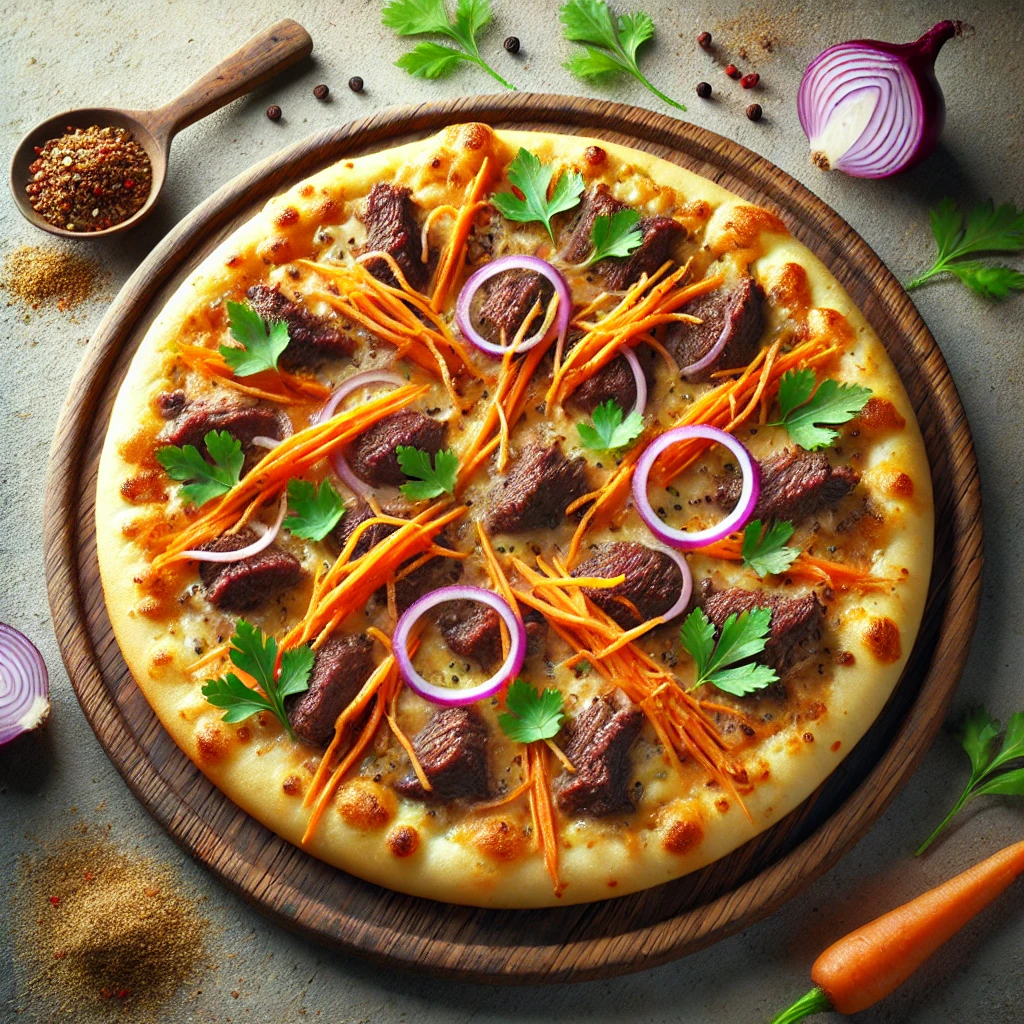 Egyedi kazah pizza recept marhahússal és korianderrel