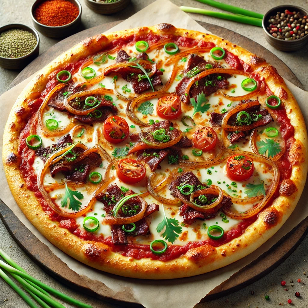 Bulgogi marhahúsos pizza koreai fűszerekkel