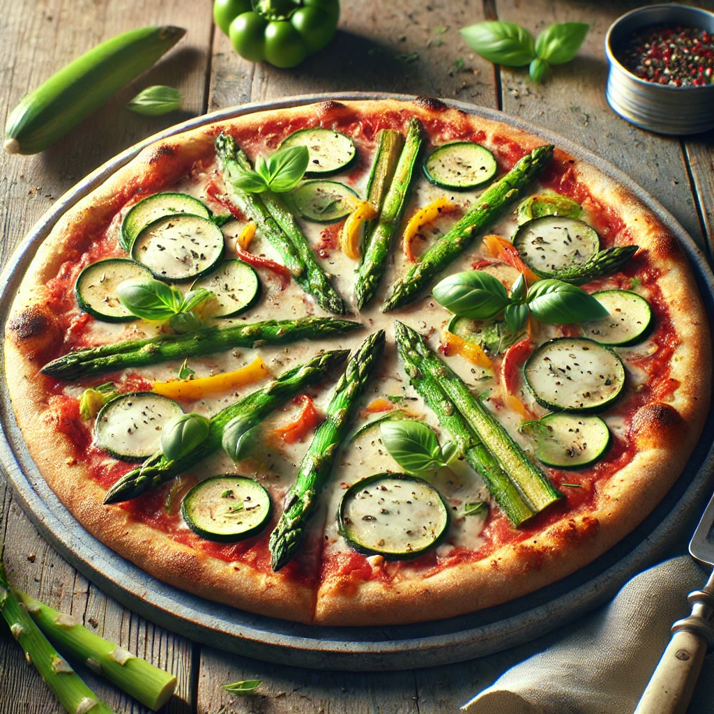Friss és egészséges tavaszi pizza zöldségekkel