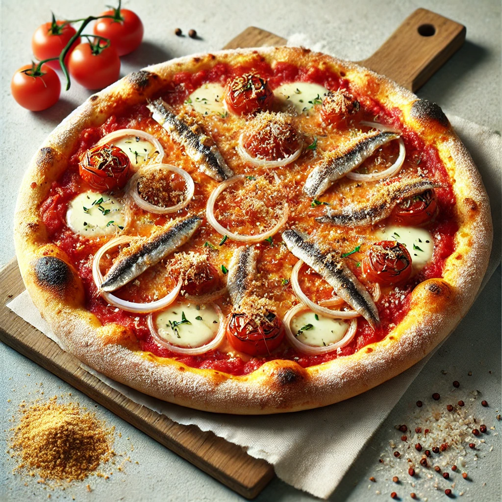 Szicíliai hagymás és szardellás vastag pizzatészta