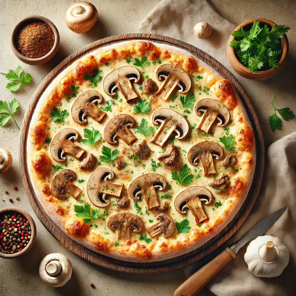 Gazdag ízvilágú pizza helyi sajttal és vargányával