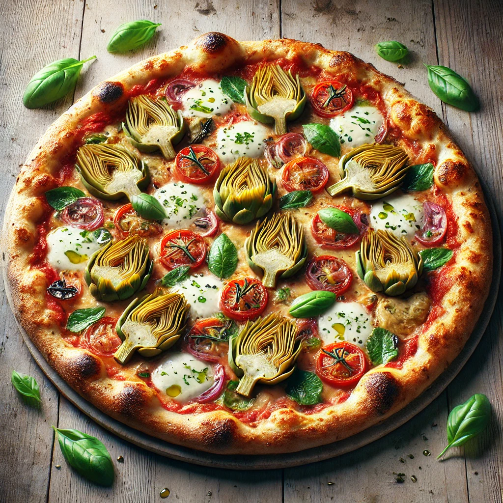 Articsókás olasz pizza mozzarellával és bazsalikommal