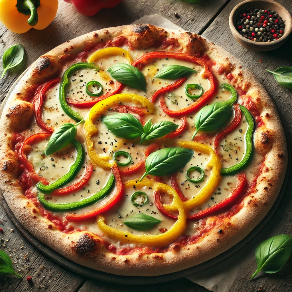 Színes paprikás olasz pizza mozzarellával