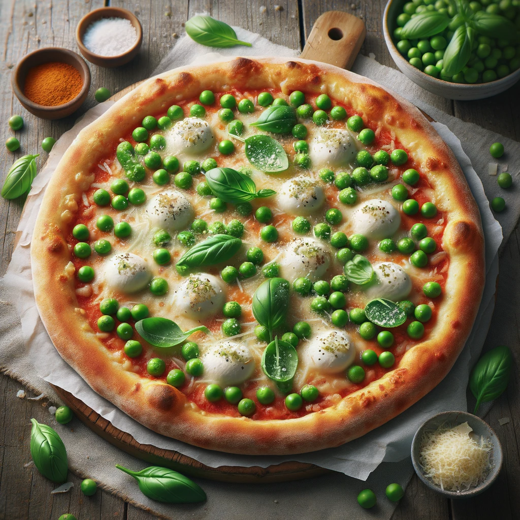 Zöldborsós és sajtos olasz pizza