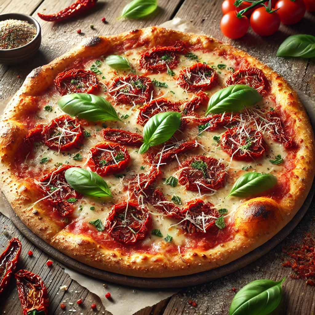 Olasz pizza aszalt paradicsommal és mozzarellával