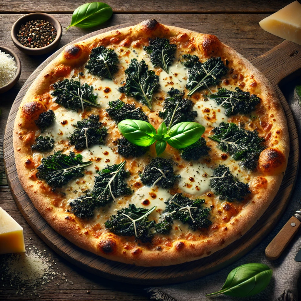 Fodros kellel és sajttal készült egészséges olasz pizza