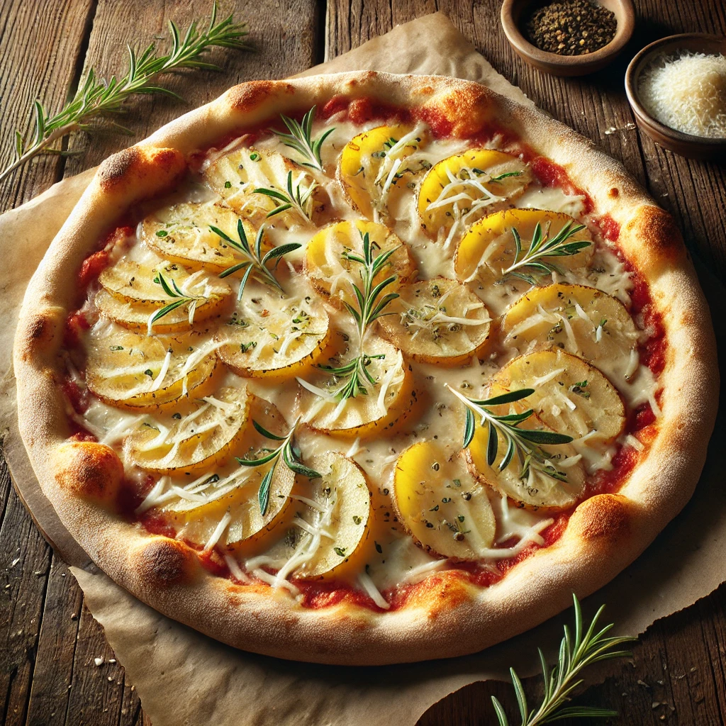 Burgonyás olasz pizza mozzarellával és rozmaringgal