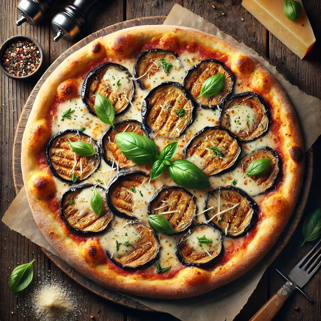 Padlizsános olasz pizza mozzarellával