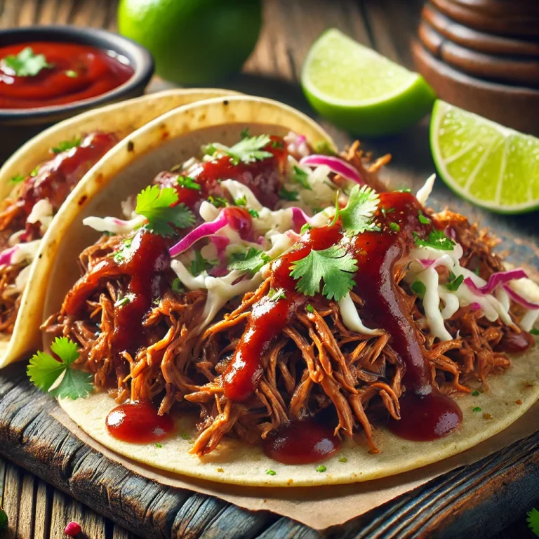 Pulled Beef Taco, omlós marhahús tortillában, káposztasalátával és korianderrel