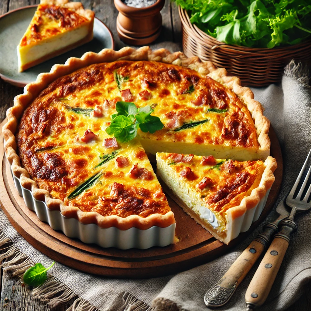 Quiche Lorraine recept – Klasszikus francia pite bacon-nel és krémes sajtos töltelékkel