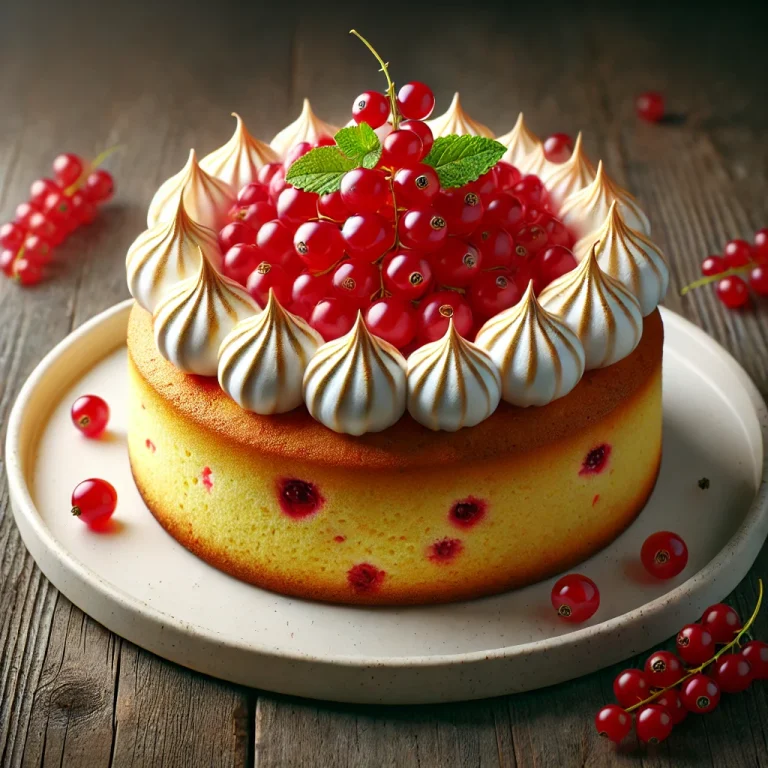 Ribizlis habcsók torta tálalva