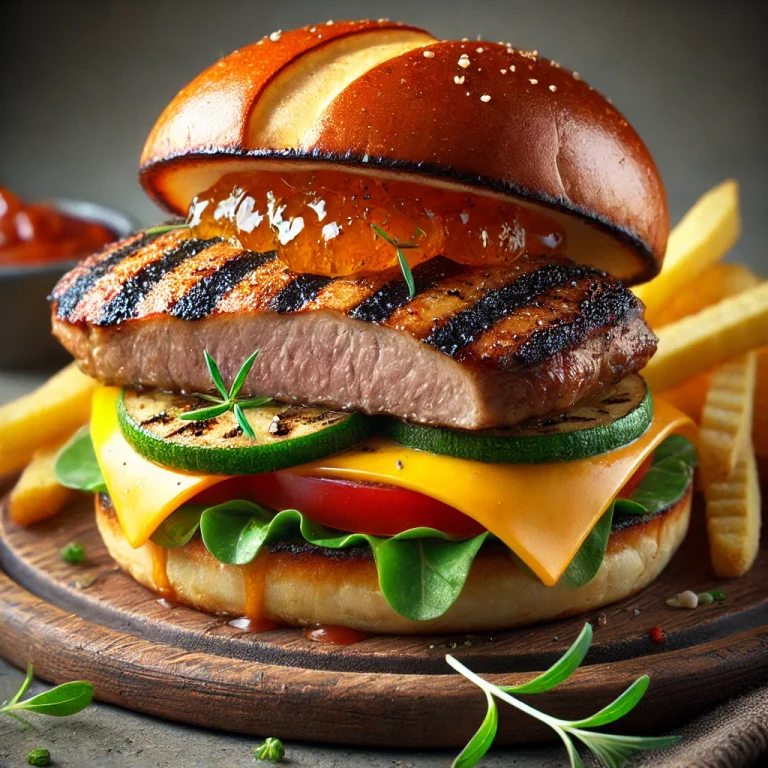 Roston sült kacsamelles burger tálalva